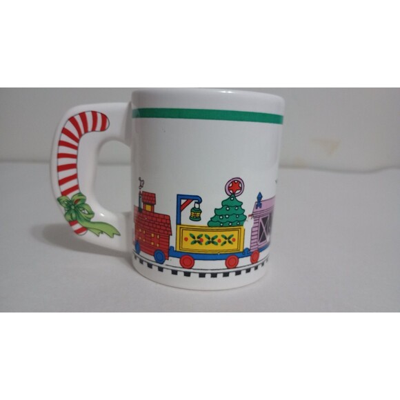 Alco Fancy Handle Decorated Christmas Mug  Holiday Decor Vtg Train - Picture 3 of 6